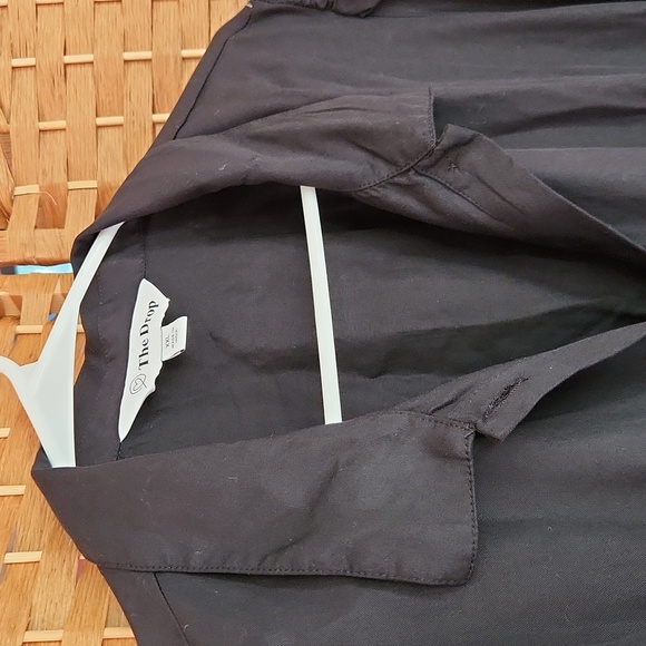 The Drop, Fall, Spring Black V-Neck Poplin, Prarie Shortsleeve Midi Dress Sz XXL - Picture 3 of 11